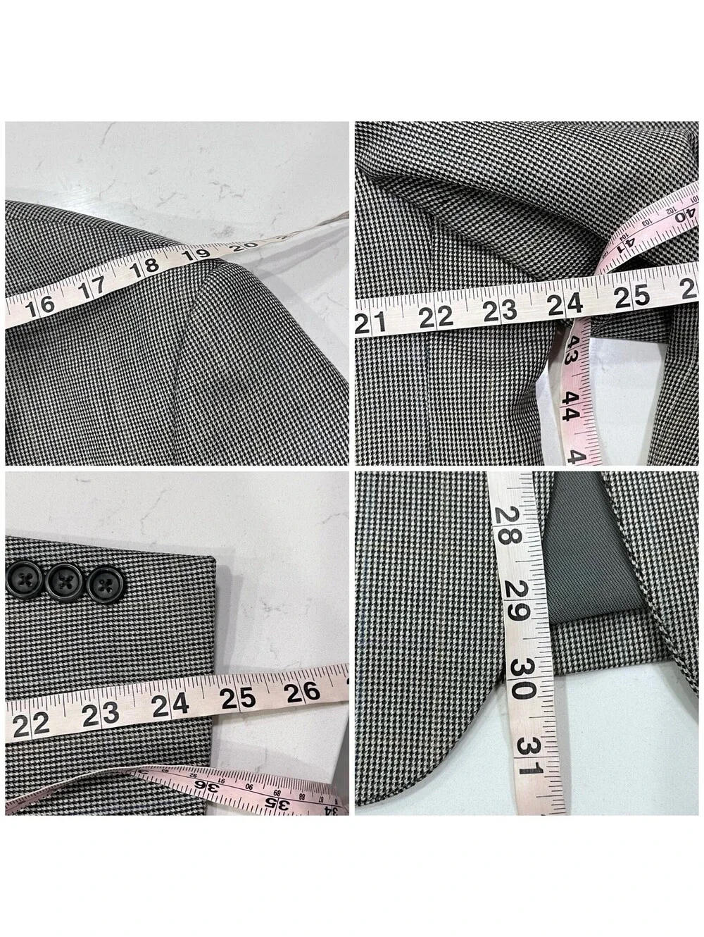 Pronto Uomo Platinum Houndstooth Sport Coat Blazer 48R Black White Purple Wool
